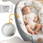 Babynest 90 x 50 cm mit Tragegriff – Weiches Kuschelnest für Neugeborene Sternchen Grau-Weiss – Bild 4