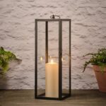 Lights4fun 60cm Bowen Laterne Schwarz – Wetterfeste Gartenlaternen mit TruGlow® LED & Fernbedienung – Bild 2