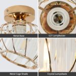 Goeco Gold Deckenleuchte Kristall E27 – Vintage Käfigdesign Ø19cm für Flur & Wohnzimmer – Bild 4