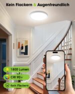 Oraymin LED-Deckenleuchte 18W mit Radar-Bewegungssensor & Dämmerungssensor – 4000K – Bild 5
