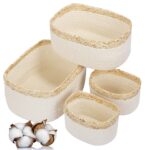 Sosayet Aufbewahrungskorb-Set 4er Baumwollseil – Handgeflochtene Organizer für Kinderzimmer