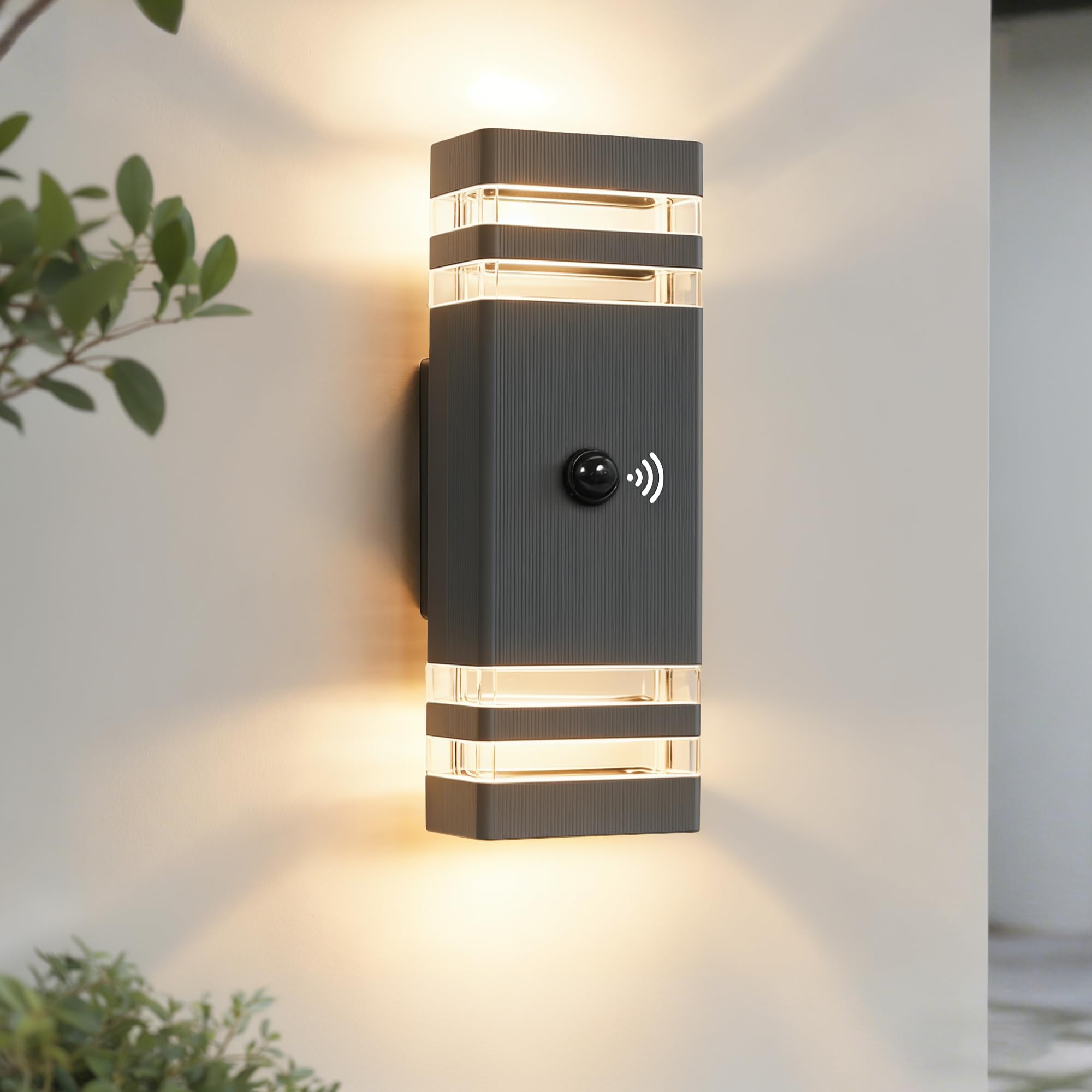 JNR Außenleuchte mit PIR Bewegungsmelder – IP54 Aluminium Wandlampe 2x5W GU10