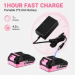 DEKOPRO 20V Akkuschrauber Set mit 2×2.0Ah Akkus & LED – 45Nm Bohrschrauber Rosa – Bild 3