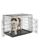 lionto Transportkäfig 106 x 71 x 77 cm – Hundetransportbox mit Trennwand für Hunde & Katzen