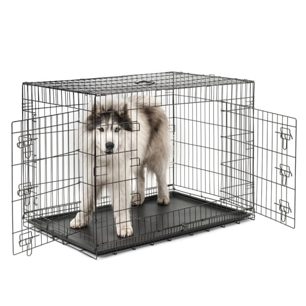 lionto Transportkäfig 106 x 71 x 77 cm – Hundetransportbox mit Trennwand für Hunde & Katzen