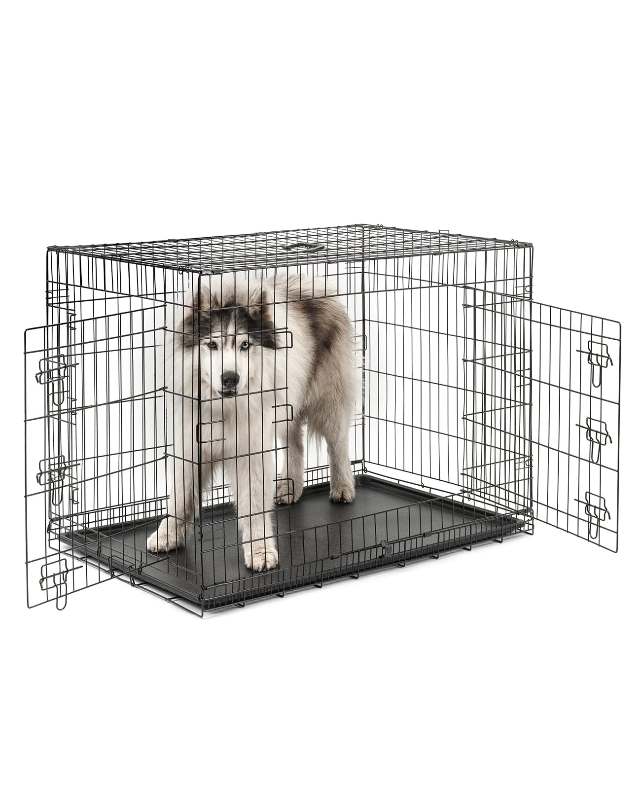 lionto Transportkäfig 106 x 71 x 77 cm – Hundetransportbox mit Trennwand für Hunde & Katzen