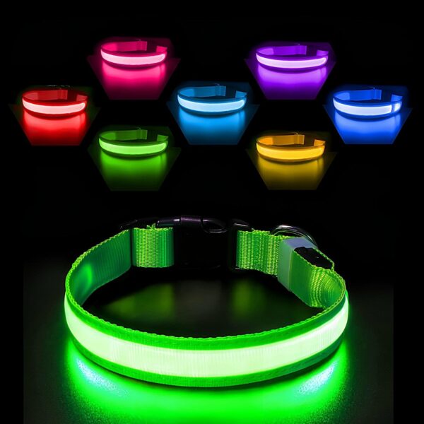 PcEoTllar LED Leuchthalsband Hund Grün-L – Aufladbar & Wasserdicht mit 7 Farben