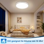 QOJUX LED Deckenleuchte Ø30cm 12W 2600lm 4000K – IP54 Flach Rund für Badezimmer – Bild 3