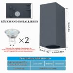 Aipsun 2er Set GU10 Wandleuchten Anthrazit – IP65 wasserdicht für Aussen & Innen – Bild 5