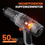 Litheli 20V Akku Bohrschrauber Set mit 64-teiligem Zubehör – 50 Nm Drehmoment für DIY – Bild 3