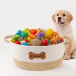 Tidelit Hundespielzeug Aufbewahrungskorb 35,5x26x20cm – Baumwollseil Organizer für Haustiere