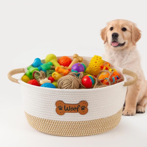 Tidelit Hundespielzeug Aufbewahrungskorb 35,5x26x20cm – Baumwollseil Organizer für Haustiere