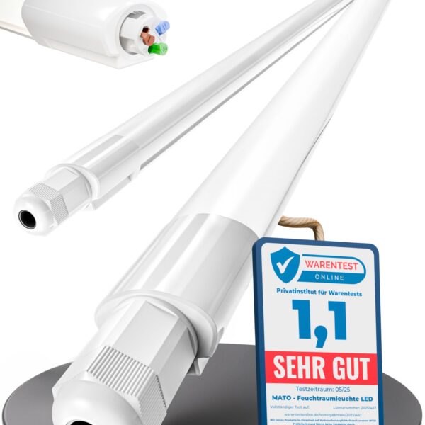 MATO 2x LED Feuchtraumleuchte 150cm – 5760lm, IP65 wasserdicht, Reihenschaltbar