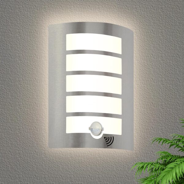 HiBay Außenlampe mit Bewegungsmelder E27 – IP44 Wandleuchte Edelstahl für Eingang & Balkon
