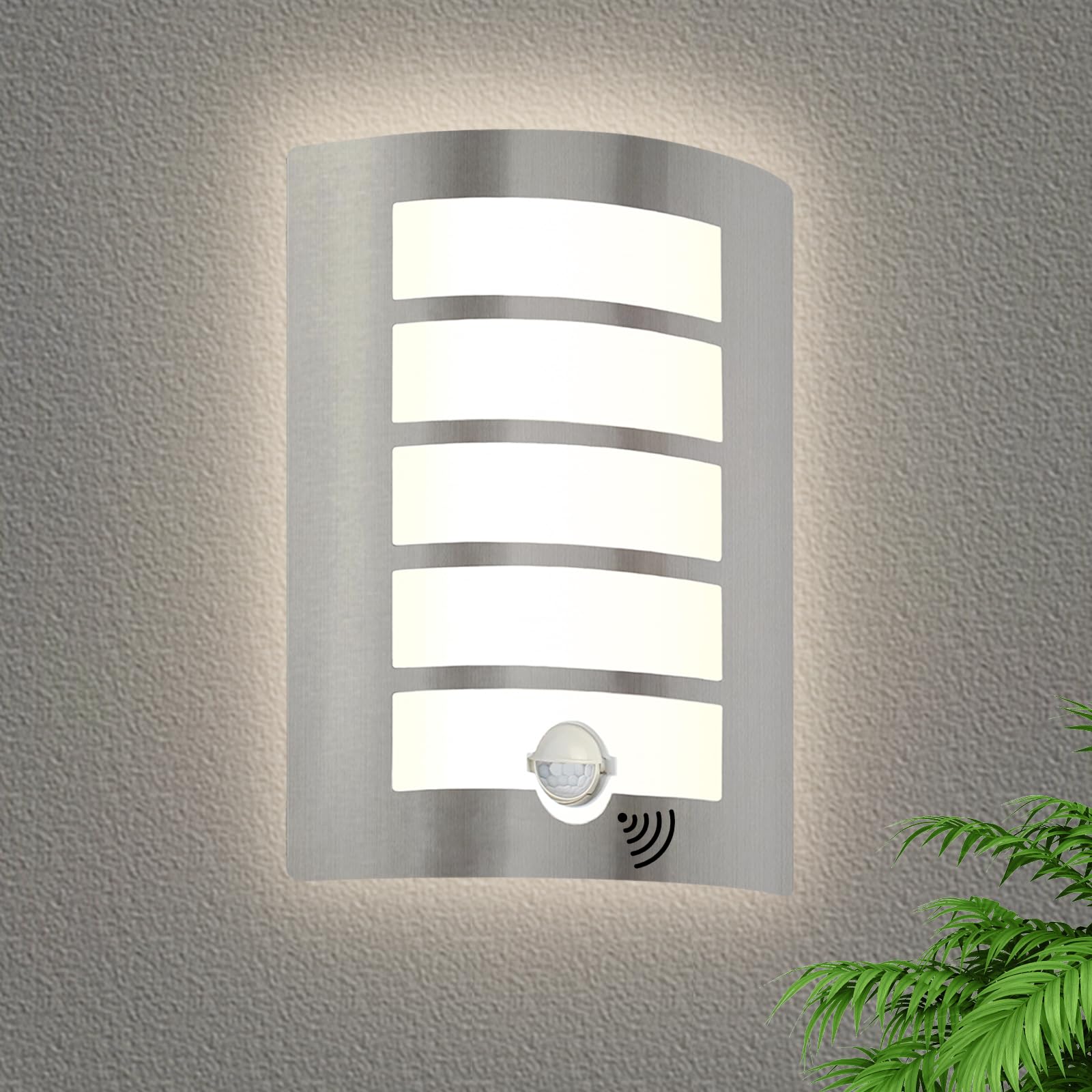 HiBay Außenlampe mit Bewegungsmelder E27 – IP44 Wandleuchte Edelstahl für Eingang & Balkon