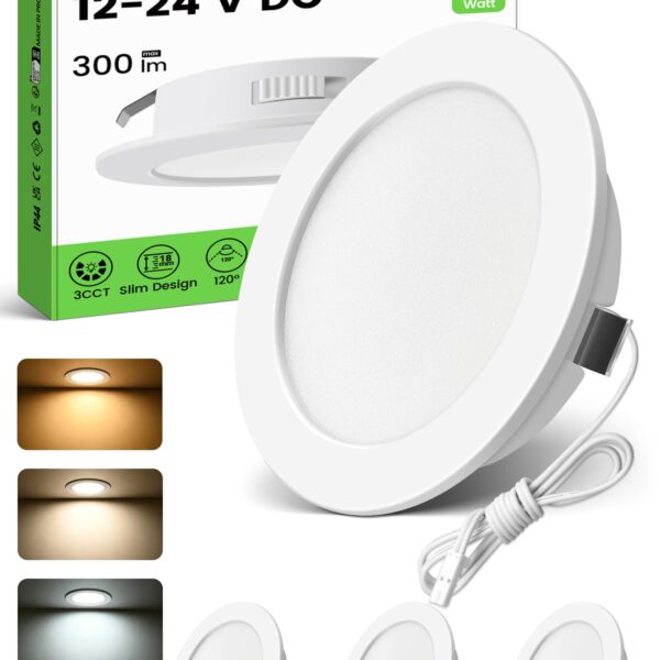 ALUSSO 3er Set LED Einbaustrahler 12-24V – Flach & IP44 für Küche & Möbel