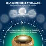 Outsunny Solar-Stehlampe Rattan 130 cm mit Lichtsensor – IP44 Gartenleuchte Gelb – Bild 4
