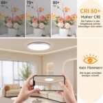 Oumida LED-Deckenleuchte 30cm Dimmbar mit Fernbedienung – 24W Schlafzimmer Lampe – Bild 5