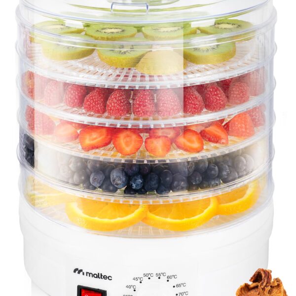 MalTec Lebensmitteltrockner 11,5l mit 5 Sieben – Dehydrator 35-70°C für Obst & Gemüse