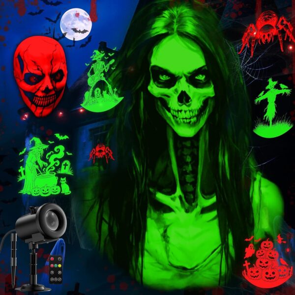 artcool 3D Dynamischer LED Projektor – 12 HD-Motive für Halloween & Weihnacht