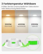 ALUSSO LED Einbaustrahler 7W 230V dimmbar – 3 Farbtemperaturen, IP44, 6er Set – Bild 5