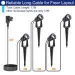 NIORSUN LED Gartenbeleuchtung 4er-Pack – Warmweiss 3000K IP67 Wasserdicht mit 17m Kabel – Bild 3