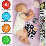 Jiosdo 3er Set Kontrastspielzeug 0-12 Monate – Sensorisches Babybuch mit Knistermatte für visuelle Entwicklung – Bild 2