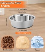 Zaxiva Hundenapf Edelstahl 2er-Set 1750ml – Rutschfest & Spülmaschinenfest für Mittelhunde – Bild 3