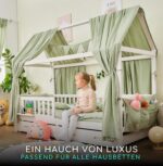 ALAVYA HOME® Hausbett Himmel Deko Set 3-tlg – Bio-Musselin Baumwolle, 125x350cm – Bild 8