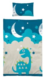BaSaTex Kinderbettwäsche Set 100x135 cm – Dino Nacht aus Bio-Baumwolle