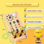 Yitical Montessori Busy Board ab 1 Jahr – Holzspielzeug mit LED-Schaltern für motorische Entwicklung – Bild 2