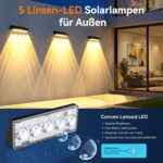 GEARLITE Solar-Wandleuchte 4er-Set mit 5 LED Linsenfokus – 10 Modi & IP65 Wasserdicht – Bild 3