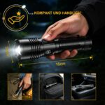 BEYSTE LED Taschenlampe 1000000 Lumen – Aufladbar USB-C, Zoombar, Wasserdicht für Outdoor – Bild 6