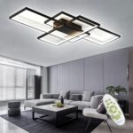 TYJY LED Deckenleuchte 80cm 60W Dimmbar Schwarz – Moderne Rechtecklampe mit Fernbedienung