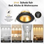 YindaLux 6er LED Einbaustrahler 230V – 5W 550LM Dimmbar 3CCT Schwenkbar IP44 – Bild 8