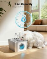 BalimoPet Katzenbrunnen Edelstahl 2,6L – Automatischer Trinkbrunnen mit Vierfach-Filtersystem – Bild 2