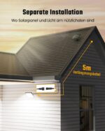 RIXGLEAM Solarleuchte mit Bewegungsmelder & 5m Kabel – IP65 Außenlicht für Garten & Terrasse – Bild 5
