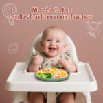 MOJINL Edelstahl-Babyteller 3er-Set mit Saugnapf – Rutschfest & Spülmaschinenfest – Bild 7