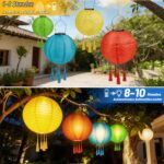 NAVESO 4er Set Solar Lampions 25cm – LED Gartenlaterne Outdoor wetterfest IP44 – Bild 4