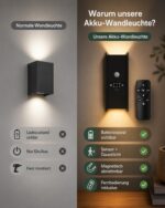 ACMHNC 2er Set Akku Wandleuchte mit Bewegungsmelder & Fernbedienung – 18h Laufzeit, kabellos – Bild 7