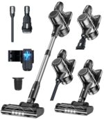 Syntecno Akku Staubsauger Kabellos 350W – 65 Min Laufzeit mit Ladestation für Tierhaare
