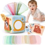 hahaland Baby Montessori Spielzeug ab 6 Monaten – Wald-Tücherbox mit Seidentüchern & Spiegel