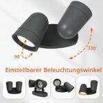 JNR Aussenwandleuchte Anthrazit mit 330° Doppel-Strahler – IP65 LED Wandlampe – Bild 4