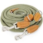 Rudelkönig Emma Tauleine 2,30m Grün – Verstellbare Hundeleine mit Leder & Karabiner