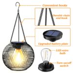 KagoLing Solarlaterne 2er Set – Retro Hängeleuchte mit LED & Solarpanel für Garten – Bild 5
