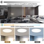 Birnetek® LED-Deckenlampe 24W rund – Dimmbar 3000K–6500K mit Nachtlicht & Fernbedienung – Bild 4