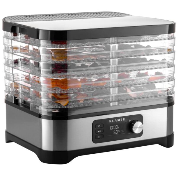 KLAMER Dörrautomat 400W mit 24h-Timer & 35-70°C – Profi-Dörrgerät mit 5 Fächern