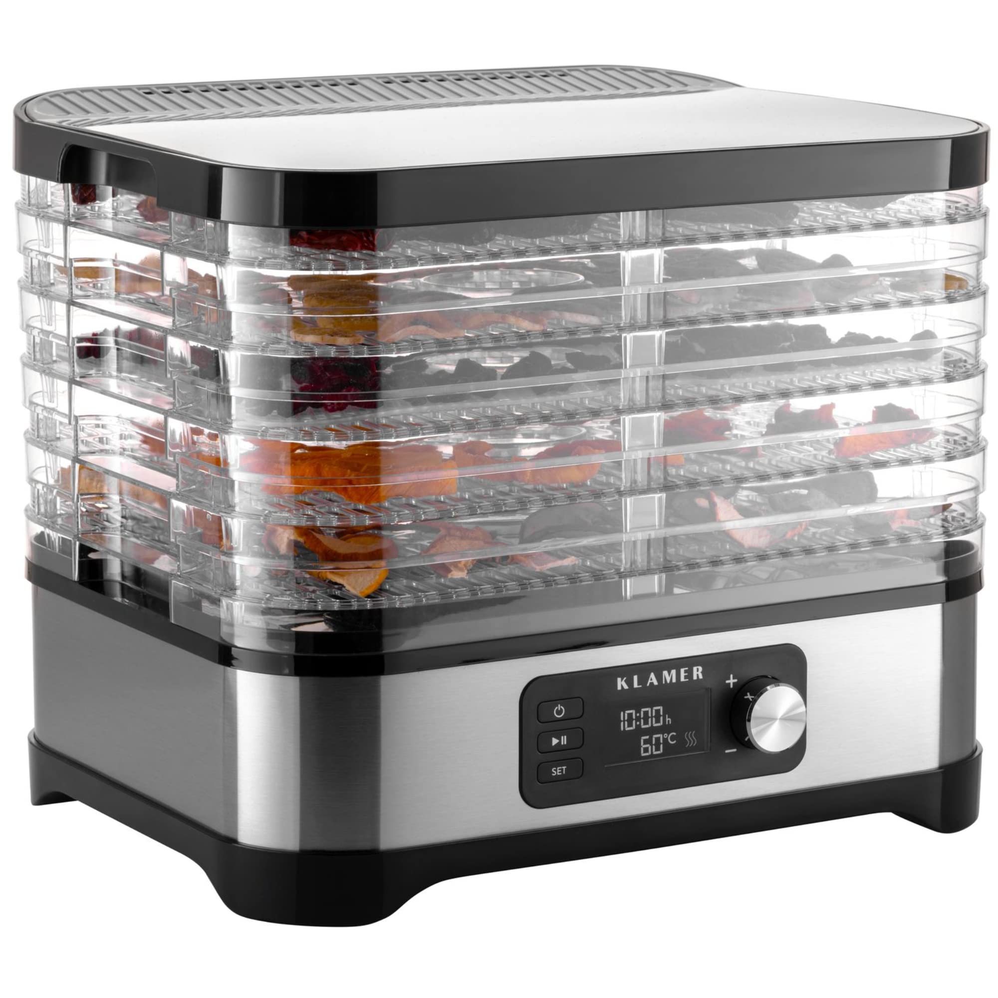 KLAMER Dörrautomat 400W mit 24h-Timer & 35-70°C – Profi-Dörrgerät mit 5 Fächern