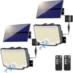 nipify 2er Set Solarlampen mit Bewegungsmelder & Fernbedienung – 310 LED Aussenleuchte IP65