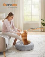 Feandrea Hundebett 60 cm mit langem Plüsch & abnehmbarem Bezug – Donut Kissen für Katzen & kleine Hunde – Bild 2